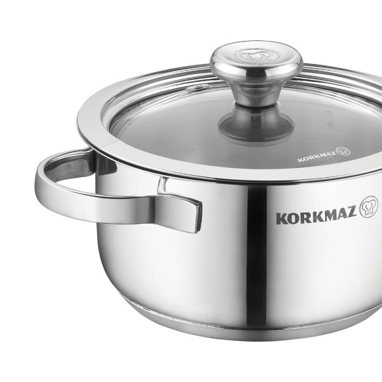 Caçarola inox, com tampa, 12cm/0,75L, "Minika" - Korkmaz