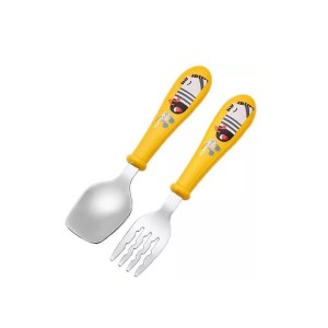 Cutlery set for children, 2 pieces, stainless steel, Yellow, "Infant" - Cuitisan