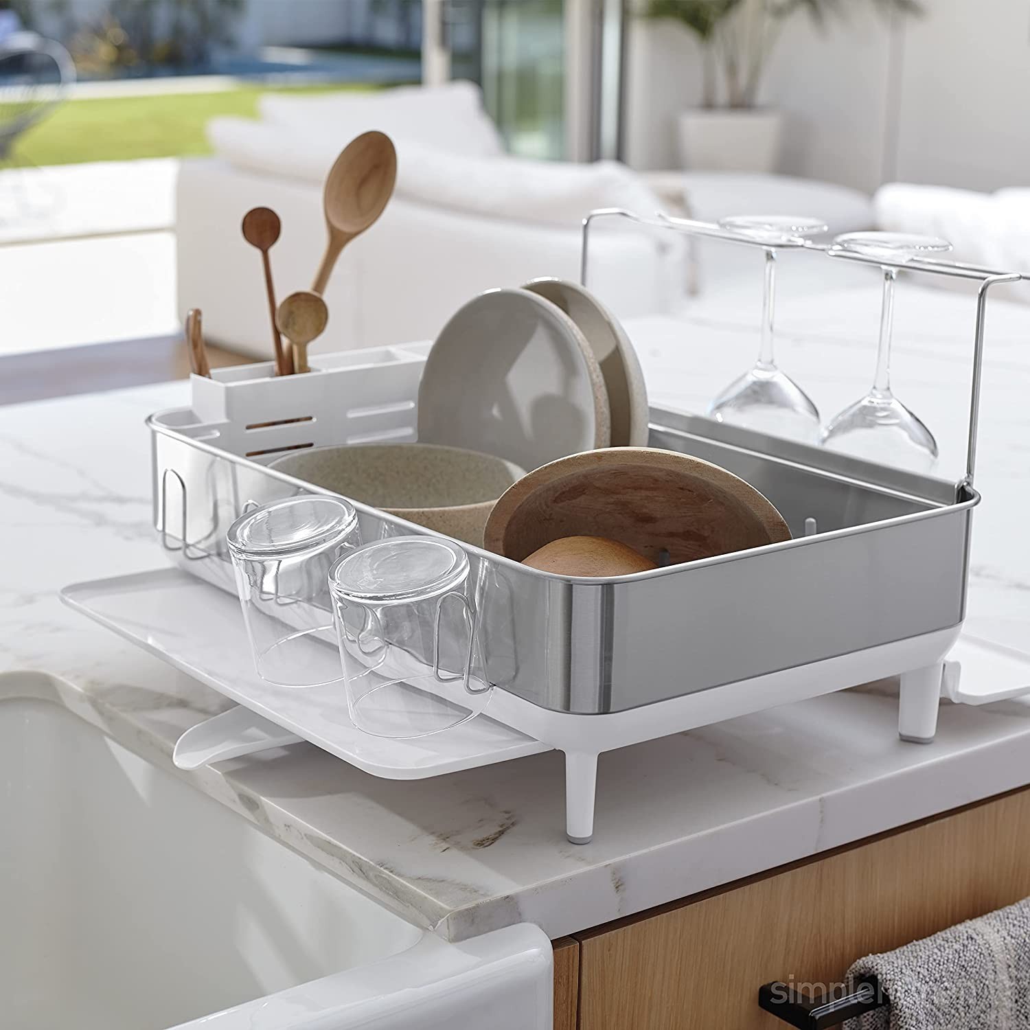 Dish drying rack, stainless steel, 56.6 x 51.4 x 29.2 cm