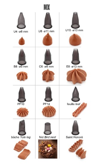 "Mix" set of 12 pastry nozzles, tritan - "de Buyer" brand