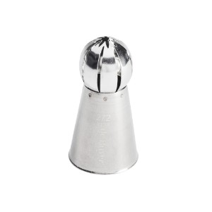 Spherical pastry nozzle, fine streaks, stainless steel, 25 mm - de Buyer