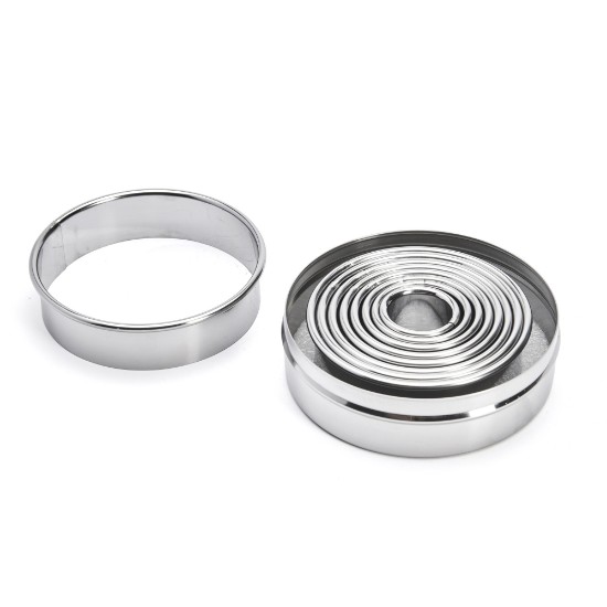 Sett ta '9 cutters tal-għaġina, tondi, stainless steel - de Buyer