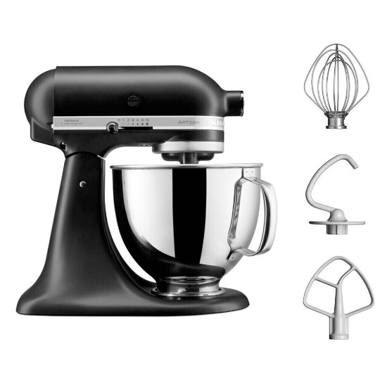 Maišytuvas su 4.8L dubeniu, Artisan, 125 modelis, Matte Black - KitchenAid