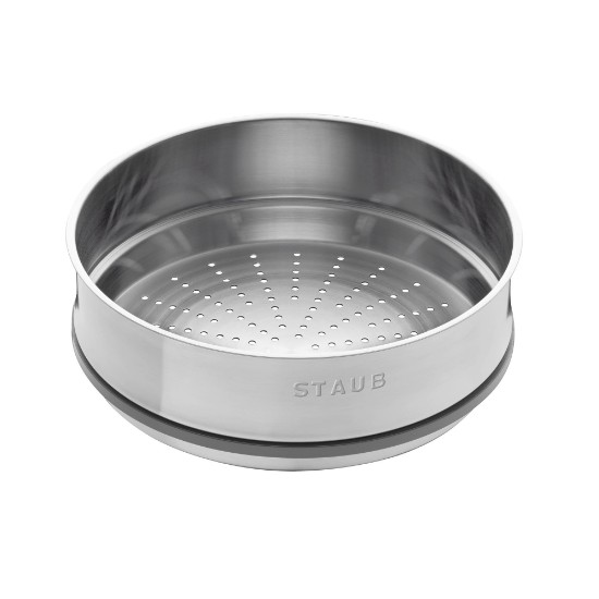 Panela Cocotte de ferro fundido, com acessório para cozinhar a vapor, 24cm/3,79L, Graphite Grey - Staub