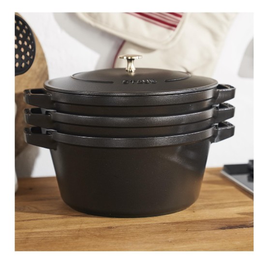 3-dijelni set posuđa Cocotte, 24 cm, lijevano željezo, crno - Staub