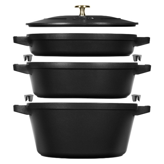 3-piece Cocotte cookware set, cast iron, Black - Staub