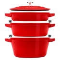 3-osainen Cocotte astiasto, 24cm, valurauta, Cherry - Staub