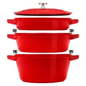 Zestaw naczyń Cocotte, 3-częściowy, 24 cm, żeliwo, Cherry - Staub