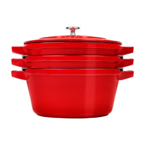 3-dijelni set posuđa Cocotte, 24 cm, lijevano željezo, Cherry - Staub