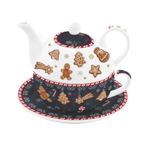 Zestaw do serwowania herbaty, porcelana, 350 ml, "GINGERBREAD" - Easy Life