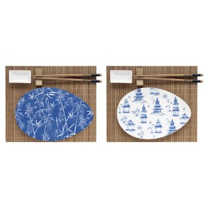 Sushi set, porcelain, with placemats and bamboo chopsticks, "PAGODA" - Nuova R2S