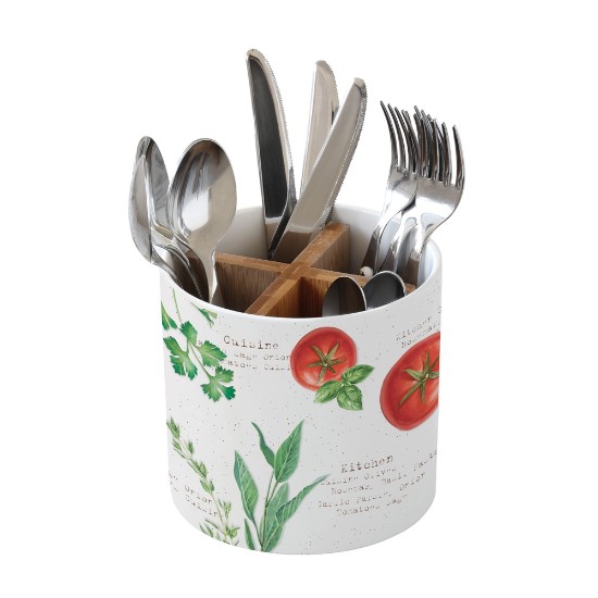 Compartmentalized cutlery holder, porcelain, 14 cm, "HOME & KITCHEN" - Nuova R2S