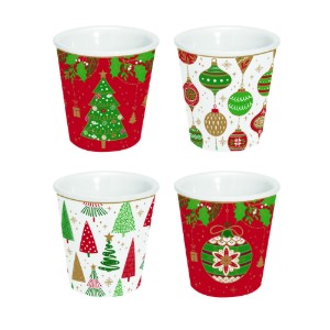 4 kafijas tasīšu komplekts, porcelāns, 100 ml, "JINGLE BELLS" - Easy Life