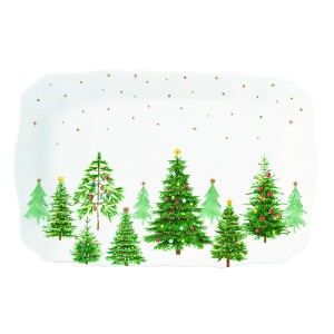 Poirceallán ag freastal ar platter, 35 × 23 cm, "Festive TREES" - Nuova R2S