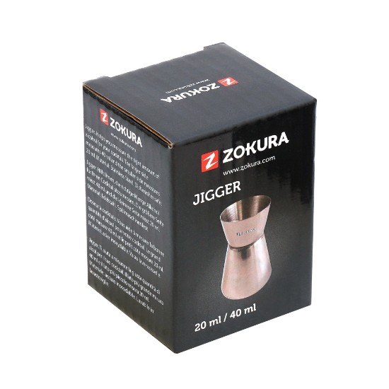 Dobbelt drikkemålebæger (jigger), rustfrit stål, 20/40 ml - Zokura