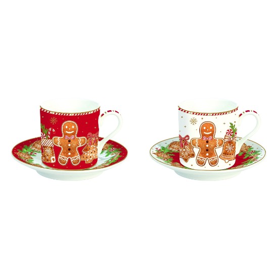 Sett ta' 2 teacups bi saucers, porċellana, 100 ml, "Fancy Gingerbread" - Nuova R2S