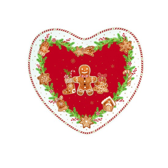 Hjerteformet fad, porcelæn, 20 × 19 cm, "Fancy Gingerbread" - Nuova R2S