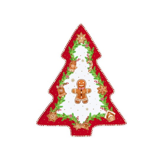 Juletræsfad, porcelæn, 25,5 × 20,5 cm, "Fancy Gingerbread" - Nuova R2S