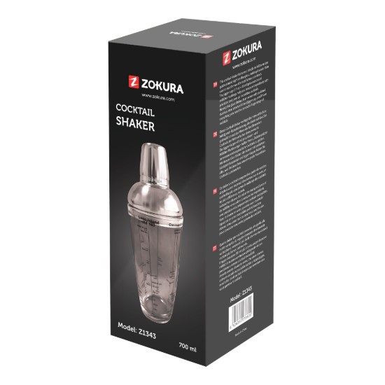 Cocktailshaker med recept, gjord av glas, 700 ml - Zokura