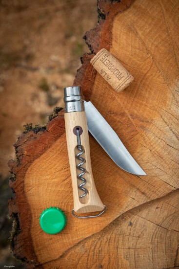 N°10 rustfri stålkniv, med proptrækker, 10 cm - Opinel