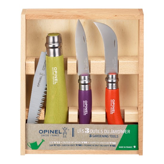 Coffret 3 couteaux de jardinage inox - Opinel
