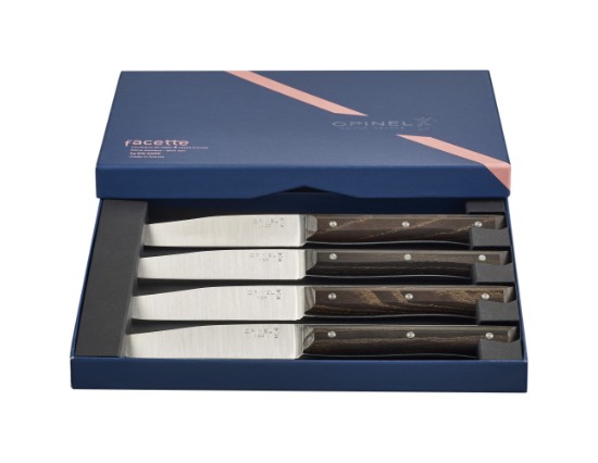 4-dijelni set stolnih noževa, nehrđajući čelik, 11 cm, "Facette", Dark Ash - Opinel