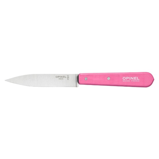 N°112 sikkina għat-tqaxxir tal-frott u l-ħaxix, azzar li ma jissaddadx, 10 cm, "Les Essentiels", Fuchsia - Opinel