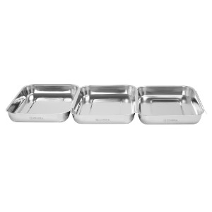 3-piece breading dish set, stainless steel, 15 x 22 x 3 cm - Zokura