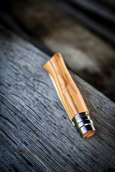 N°08 lommekniv, rustfritt stål, 8,5 cm, "Tradition Luxe", Olive - Opinel