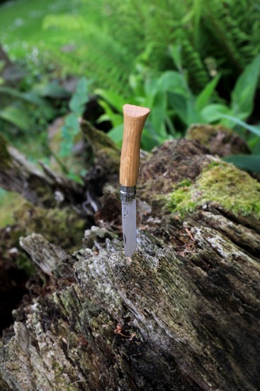 N°08 pocket knife, stainless steel, 8.5 cm, "Tradition Luxe", Oak - Opinel