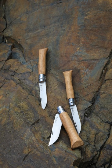 N°08 žepni nož, nerjaveče jeklo, 8,5 cm, "Tradition Luxe", Oak - Opinel