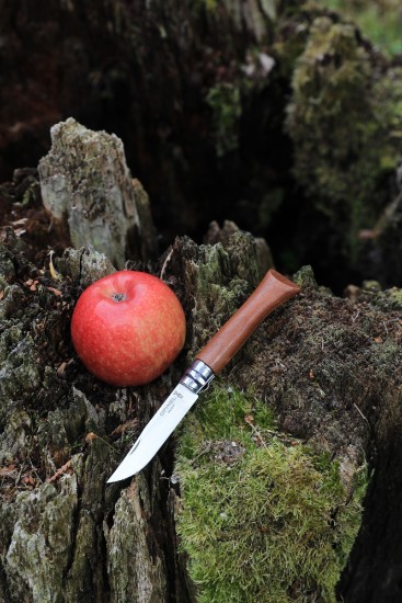 N°08 lommekniv, rustfrit stål, 8,5 cm, "Tradition Luxe", Walnut - Opinel