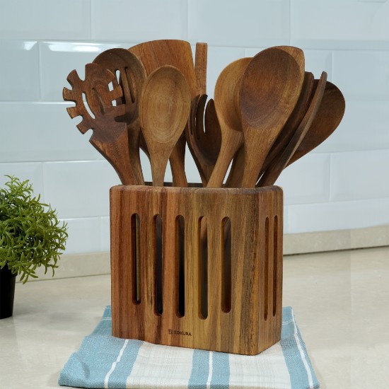 Slotted spatula, acacia wood, 32 cm - Zokura