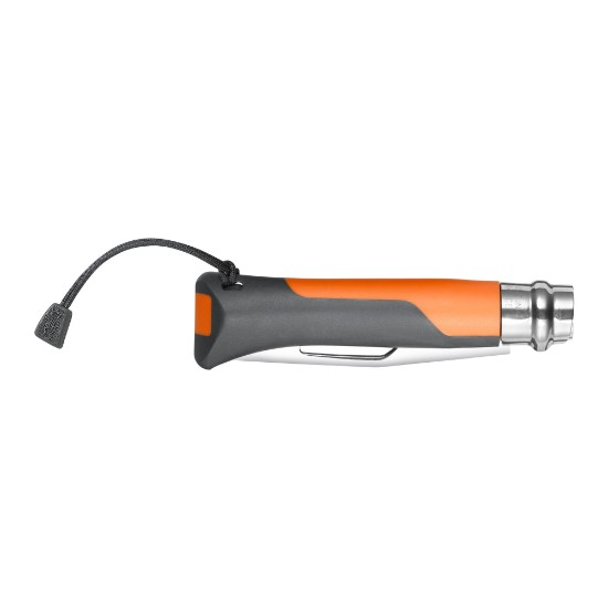 Navaja N°08 con silbato, acero inoxidable, 8,5 cm, "Outdoor", Soft Orange - Opinel