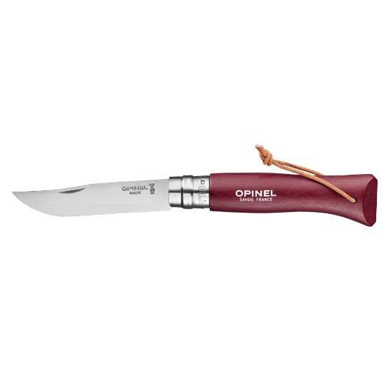 Scian póca N ° 08, cruach dhosmálta, 8.5 cm, "Colorama", Garnet - Opinel