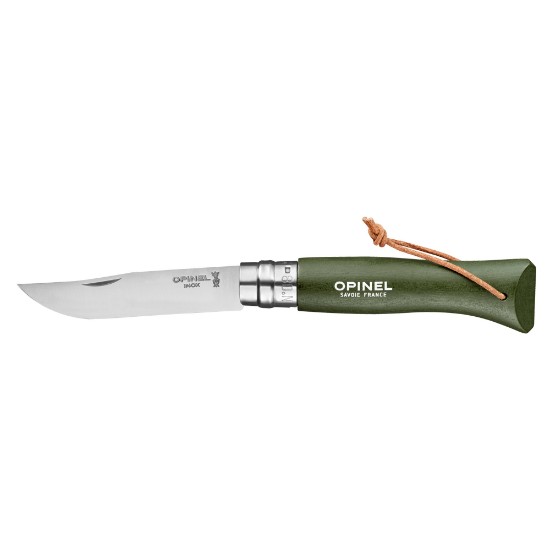 N°08 lommekniv, rustfritt stål, 8,5 cm, "Colorama", Kaki - Opinel