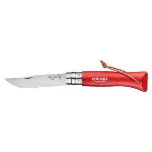 N°08 pocket knife, stainless steel, 8.5 cm, "Colorama", Red - Opinel