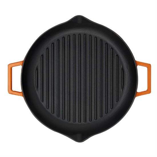 Sartén grill, 26 cm, hierro fundido, color naranja - marca LAVA