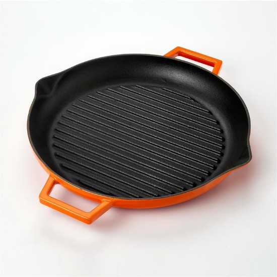 Sartén grill, 26 cm, hierro fundido, color naranja - marca LAVA