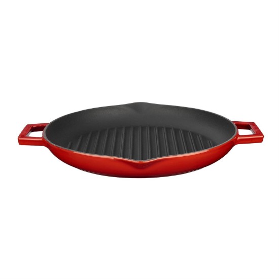 Grill serpenyő, 26 cm, öntöttvas, piros - LAVA márka