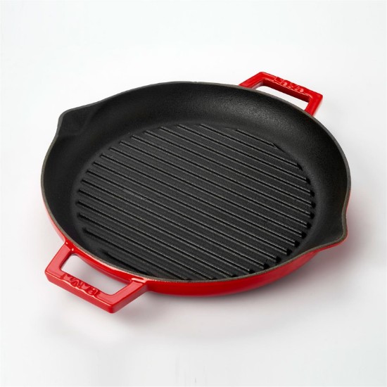 Sartén grill, 26 cm, hierro fundido, rojo - marca LAVA