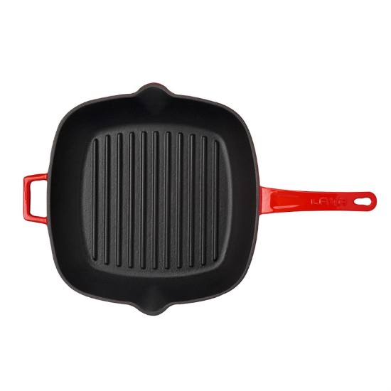 Grill pan, cast iron, 26 × 26 cm, red - LAVA brand