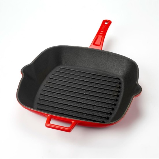Grillpfanne, Gusseisen, 26 × 26 cm, rot – Marke LAVA