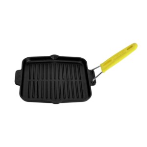 Grillpanna, 21 × 21 cm, handtag Gul – LAVA