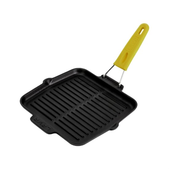 Grillpande, 21 × 21 cm, håndtag Gul – LAVA