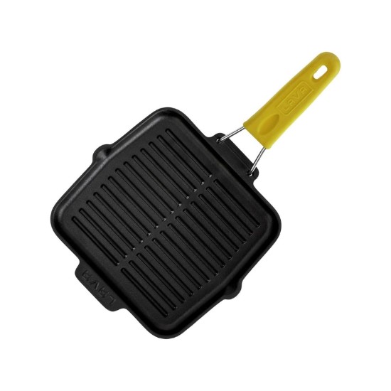 Grill pan, 21 x 21 cm, yellow handle - LAVA brand