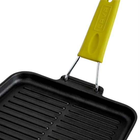 Grill pan, 21 x 21 cm, yellow handle - LAVA brand