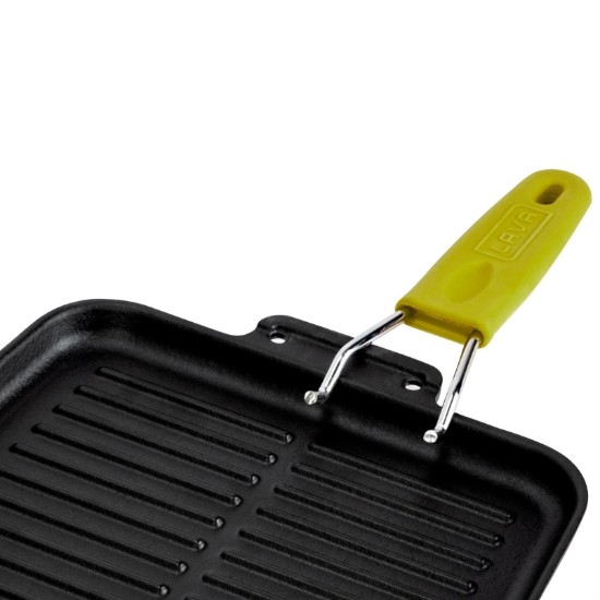 Grill pan, 21 x 21 cm, yellow handle - LAVA brand