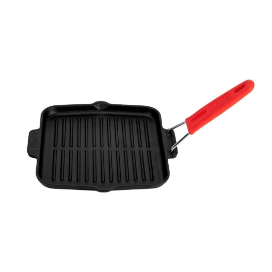 Grill pan, 21 x 21 cm, red handle - LAVA