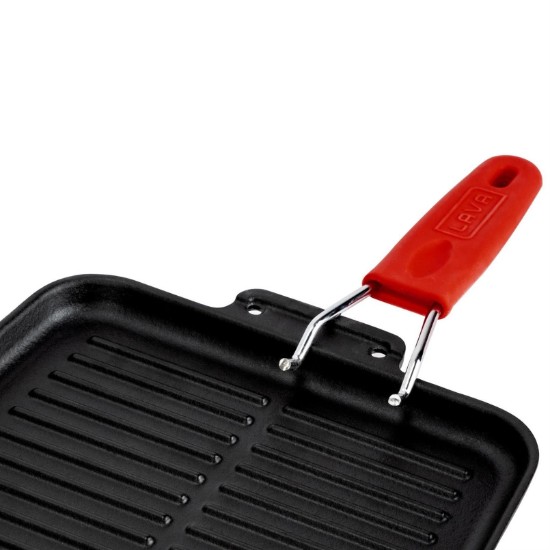 Grill pan, 21 x 21 cm, red handle - LAVA